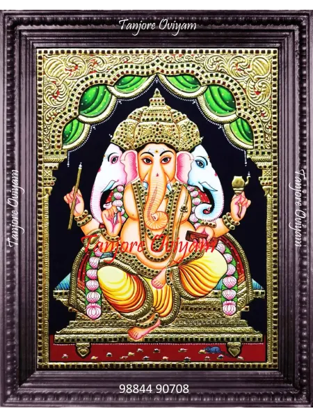 Tanjore Painting Ganesh | Momoorthy Vinayagar